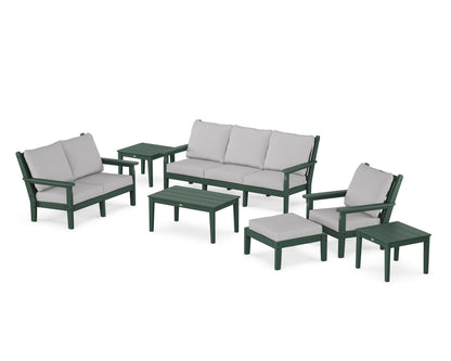 POLYWOOD® Chippendale 7-Piece Deep Seating Set in Green / Granite