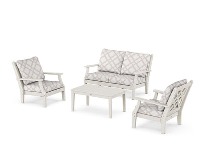 Country Living Wovendale 4-Piece Deep Seating Set with Loveseat in Sand / Trellis Dune Burlap