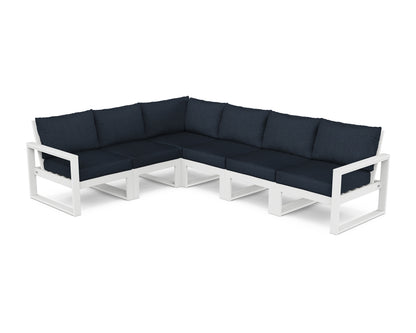 POLYWOOD® EDGE 6-Piece Modular Deep Seating Set in White / Marine Indigo