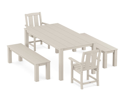 POLYWOOD® Mission 5-Piece Parsons Dining Set with Benches in Sand