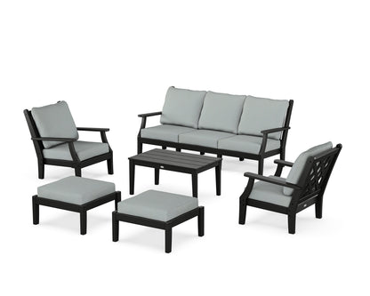 Country Living Wovendale 6-Piece Lounge Sofa Set in Black / Spa