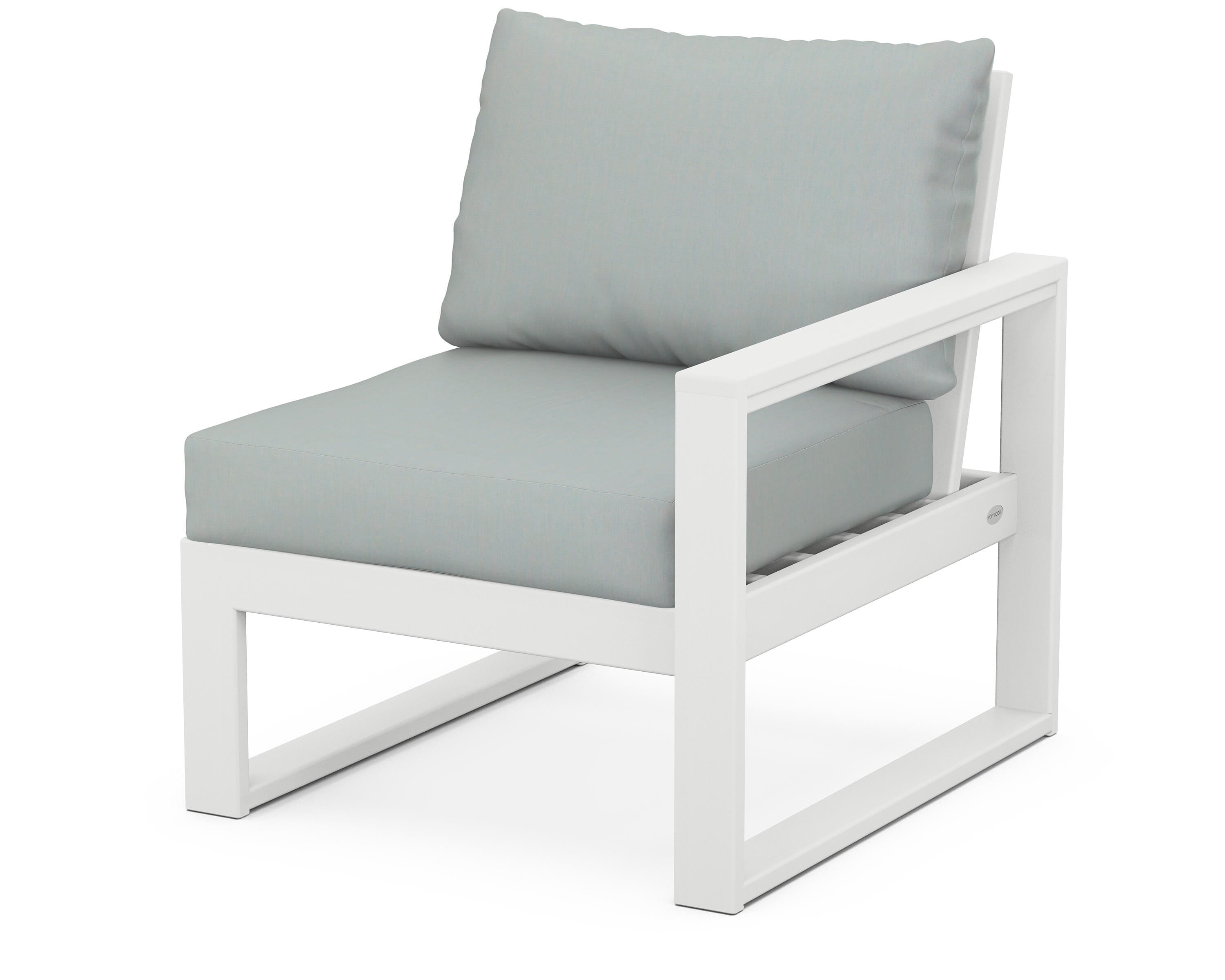 POLYWOOD® EDGE Modular Right Arm Chair in White / Spa