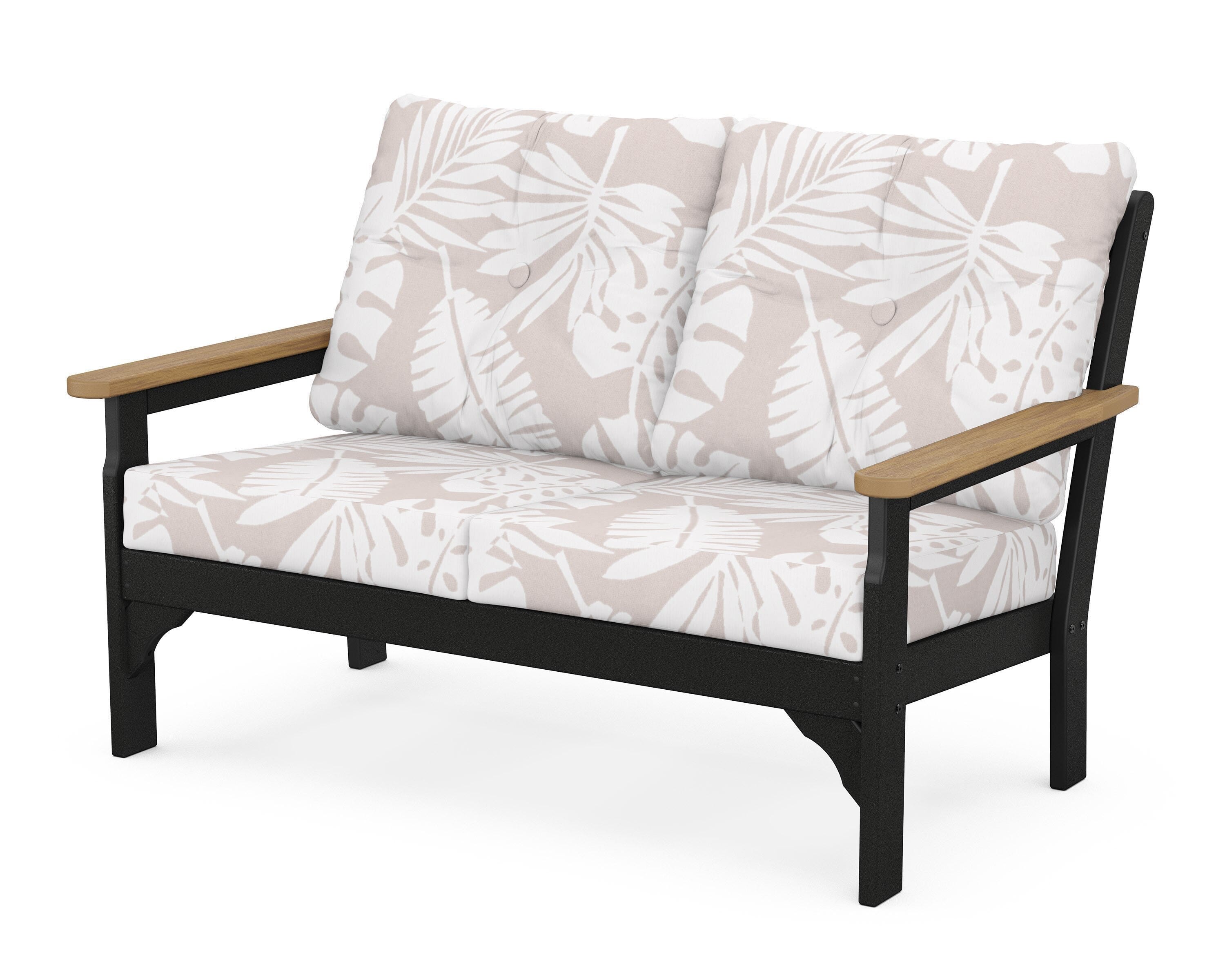 POLYWOOD® Vineyard Deep Seating Loveseat in Black / Natural / Leaf Dune Burlap
