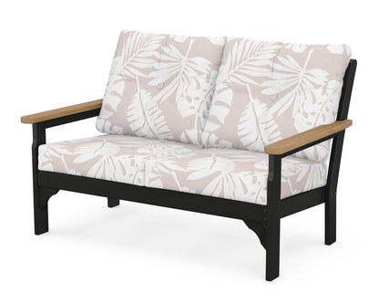POLYWOOD® Vineyard Deep Seating Loveseat in Black / Natural / Leaf Dune Burlap