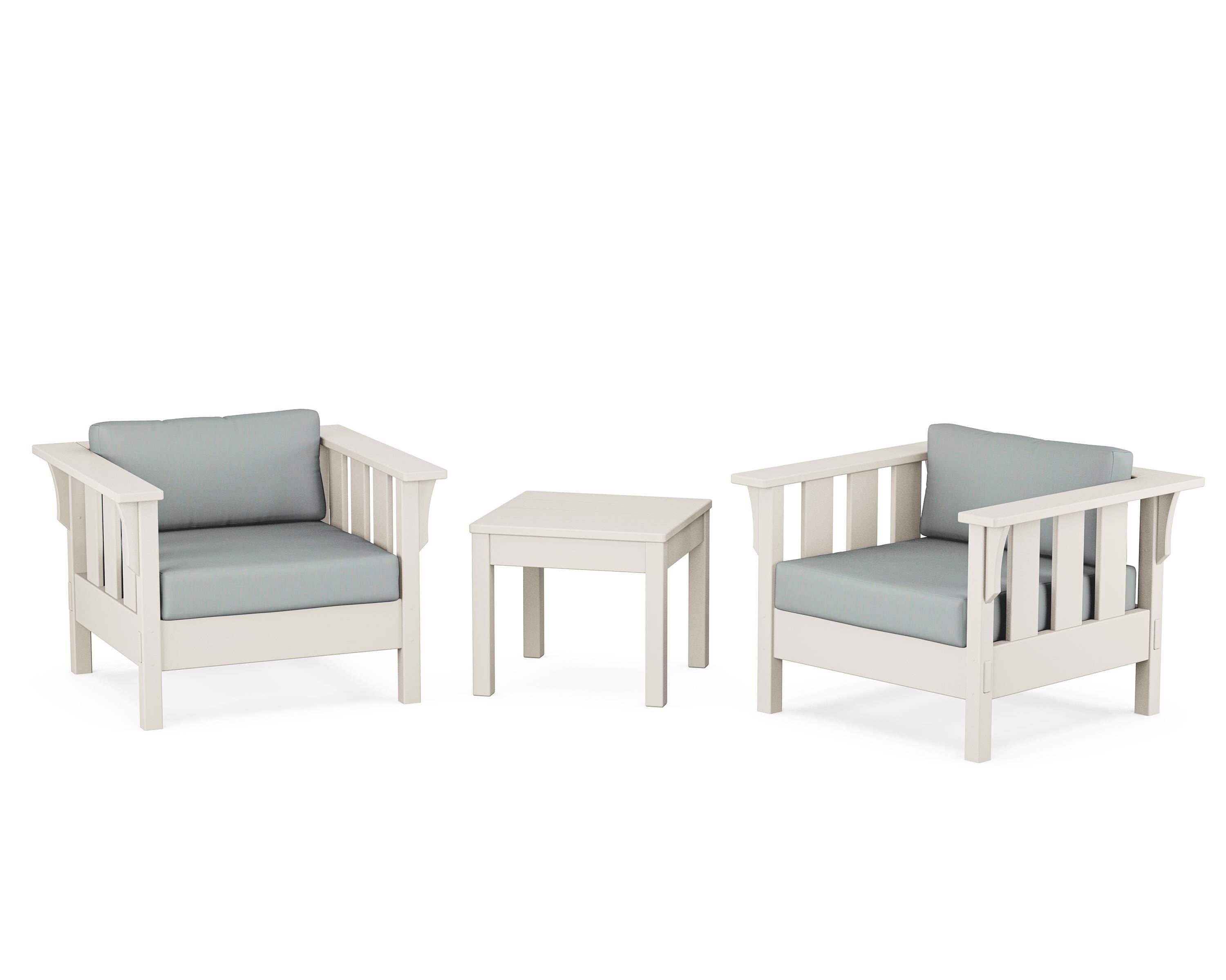 Martha Stewart by POLYWOOD® Acadia 3-Piece Deep Seating Set in Sand / Spa
