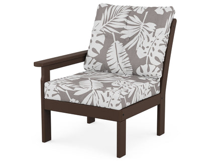 POLYWOOD® Vineyard Modular Left Arm Chair in Mahogany / Leaf Grey Mist