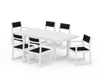 POLYWOOD® EDGE Sling 7-Piece Dining Set in White / Black Sling