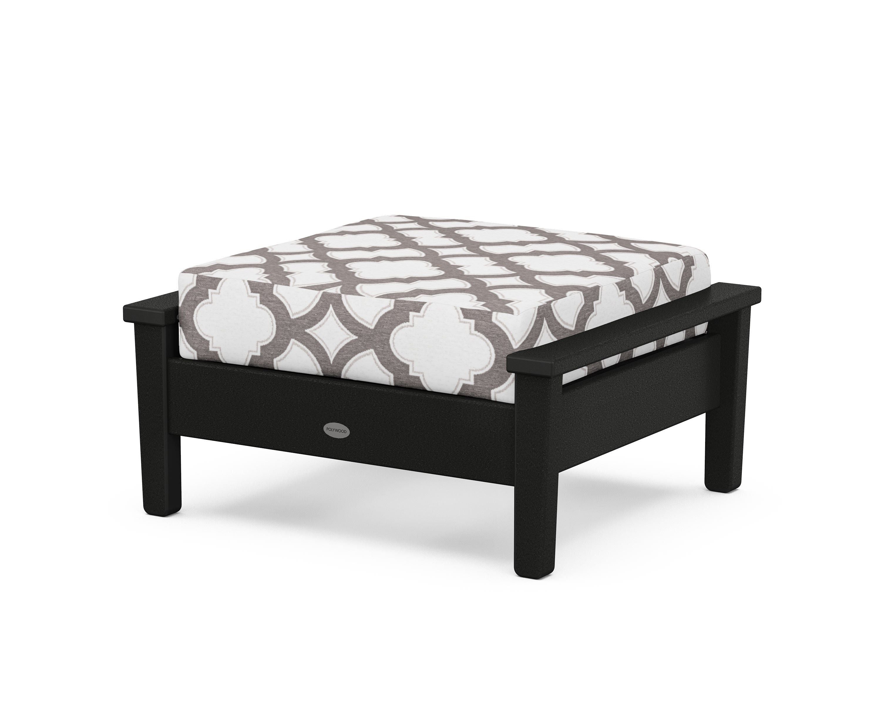 POLYWOOD® Prescott Deep Seating Ottoman in Black / Trellis Grey Mist