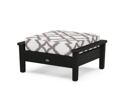 POLYWOOD® Prescott Deep Seating Ottoman in Black / Trellis Grey Mist