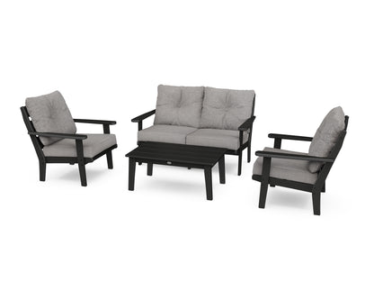 POLYWOOD® Lakeside 4-Piece Deep Seating Set in Black / Grey Mist