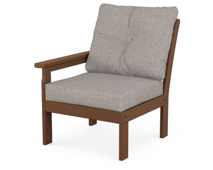 POLYWOOD® Vineyard Modular Left Arm Chair in Teak / Weathered Tweed