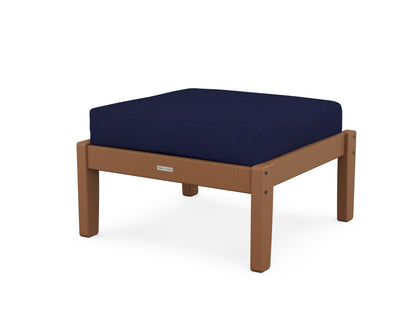 Martha Stewart by POLYWOOD® Chinoiserie Deep Seating Ottoman in Teak / Navy