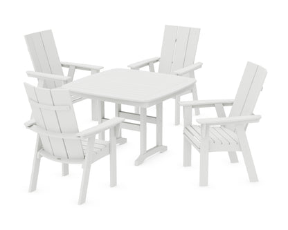 POLYWOOD® Modern Curveback Adirondack 5-Piece Dining Set in White