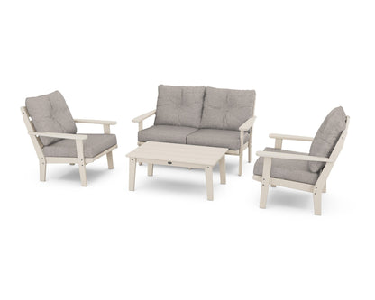 POLYWOOD® Lakeside 4-Piece Deep Seating Set in Sand / Weathered Tweed