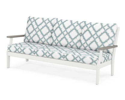 POLYWOOD® Braxton Deep Seating Sofa in White / Driftwood / Trellis Glacier Spa