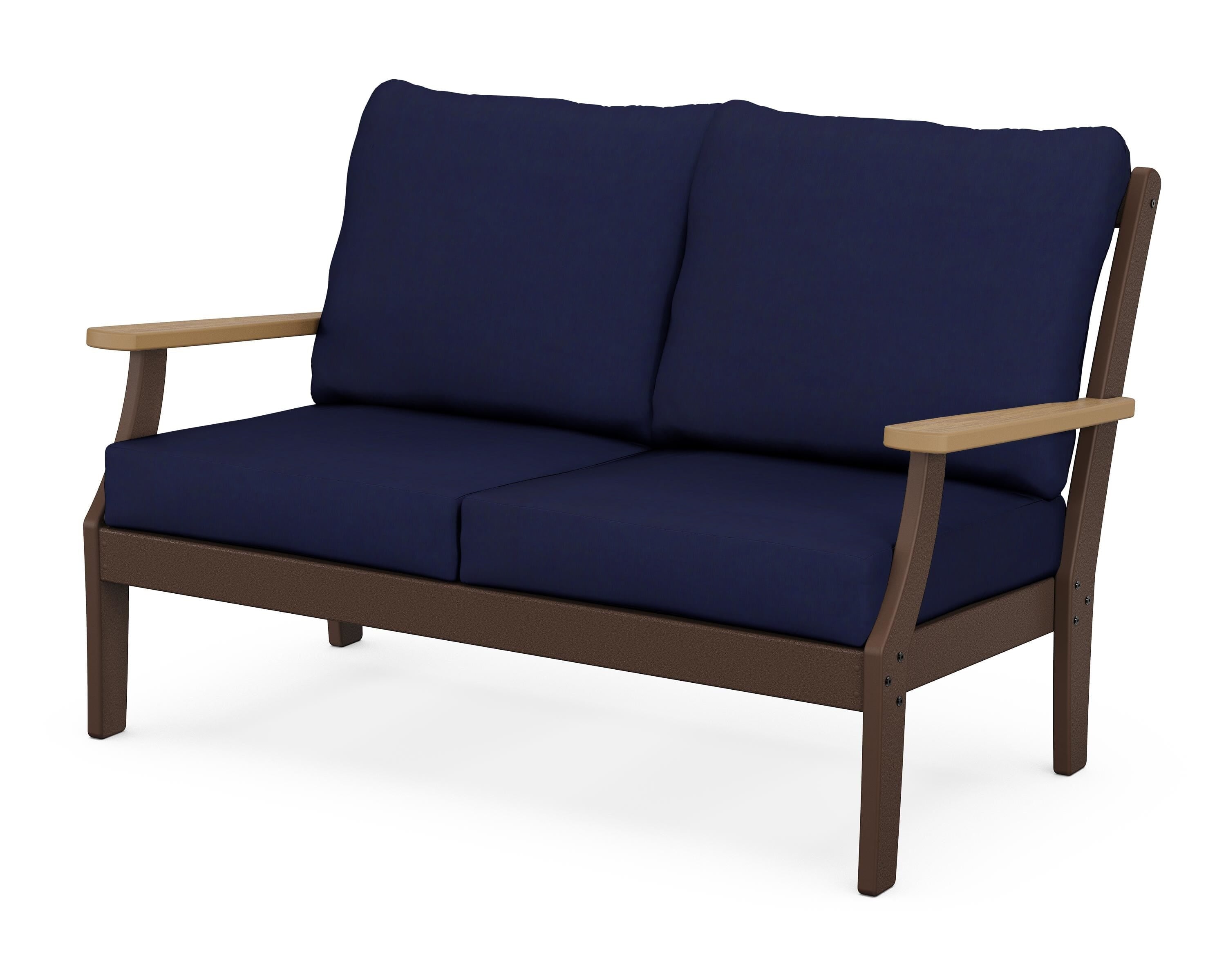 POLYWOOD® Braxton Deep Seating Loveseat in Mahogany / Natural / Navy