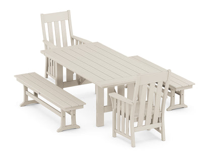 Martha Stewart by POLYWOOD® Acadia 5-Piece Dining Set with Benches in Sand