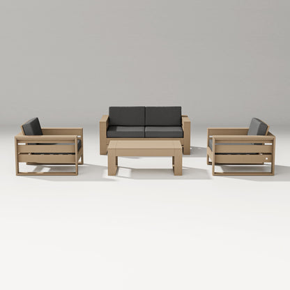 PW Designer Series Latitude 4-Piece Lounge Loveseat Set in Vintage Sahara / Spectrum Carbon