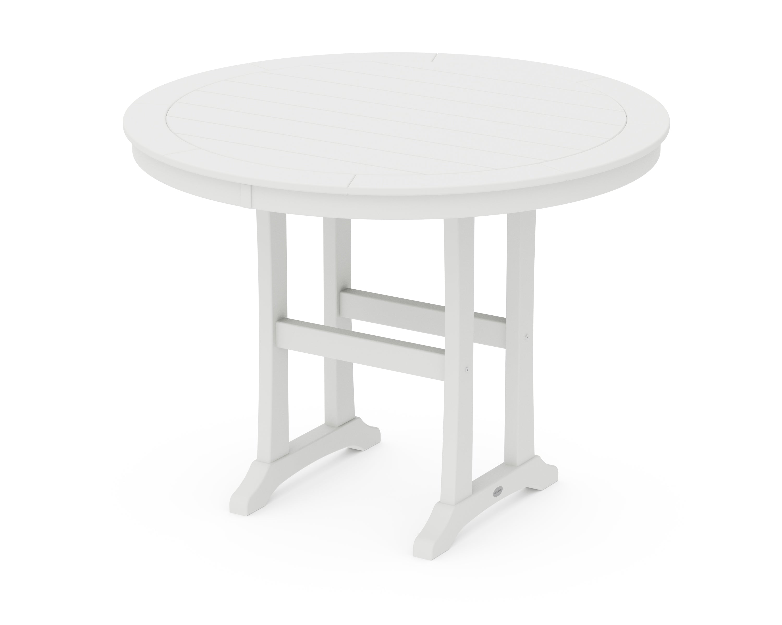 POLYWOOD® Nautical Trestle 48" Round Counter Table in White