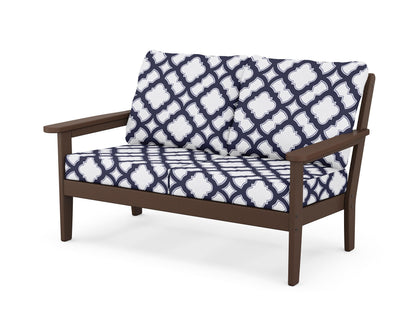 Country Living Cottage Deep Seating Loveseat in Mahogany / Trellis Navy