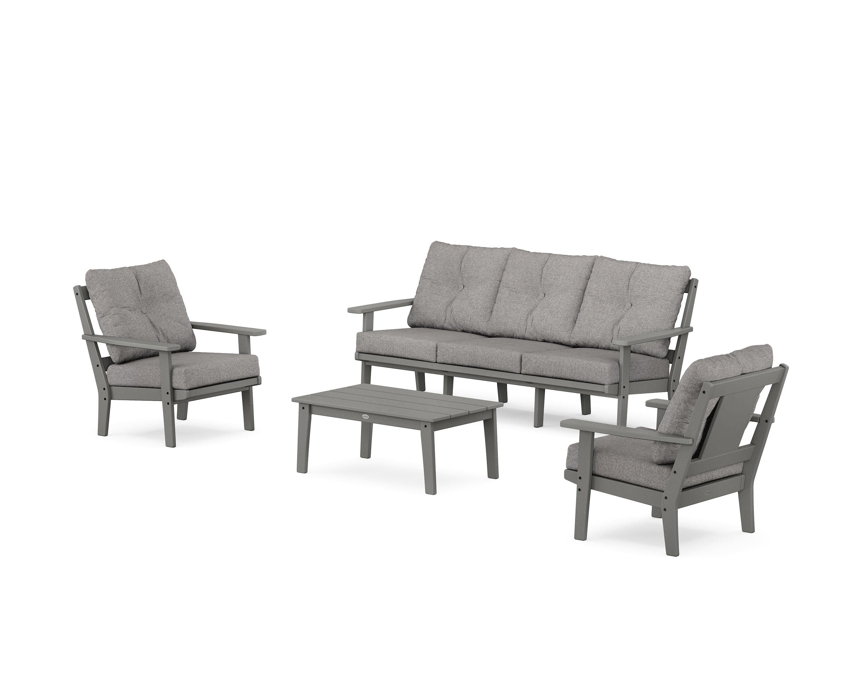 POLYWOOD® Prairie 4-Piece Deep Seating Set with Sofa in Slate Grey / Grey Mist