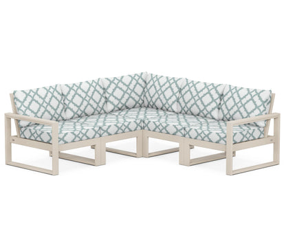 POLYWOOD® EDGE 5-Piece Modular Deep Seating Set in Sand / Trellis Glacier Spa