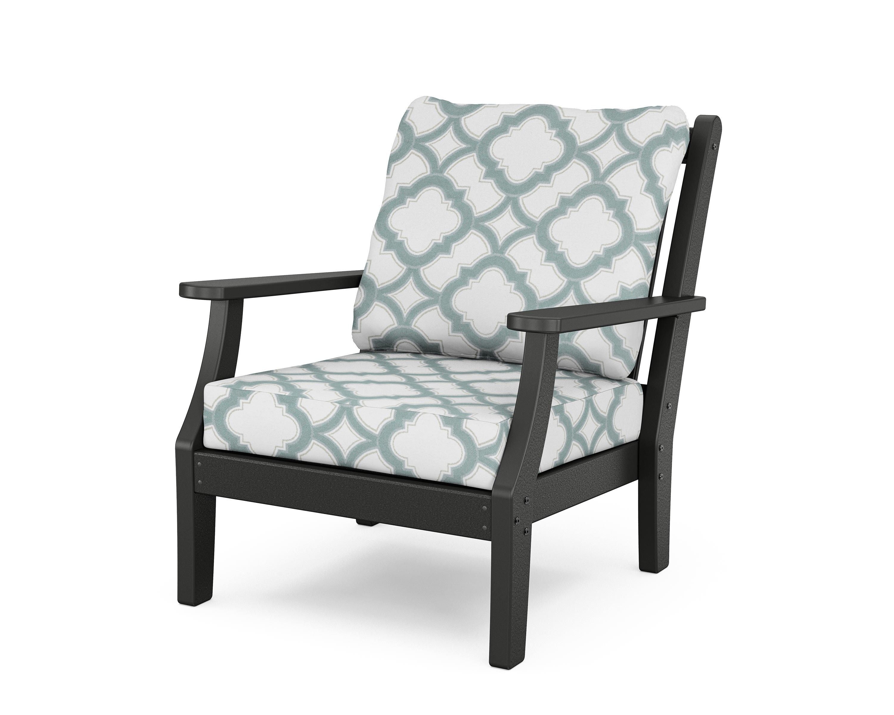 Country Living Wovendale Deep Seating Chair in Black / Trellis Glacier Spa