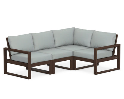 POLYWOOD® EDGE 4-Piece Modular Deep Seating Set in Mahogany / Spa