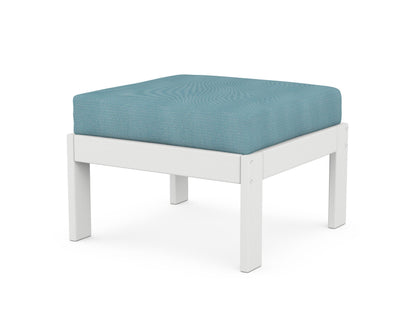 POLYWOOD® Vineyard Modular Ottoman in White / Lattice Sky Blue