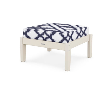 Martha Stewart by POLYWOOD® Chinoiserie Deep Seating Ottoman in Sand / Trellis Navy