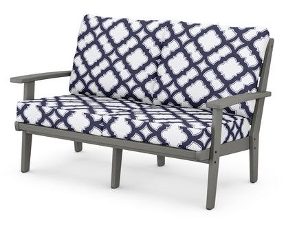 POLYWOOD® Grant Park Deep Seating Loveseat in Slate Grey / Trellis Navy