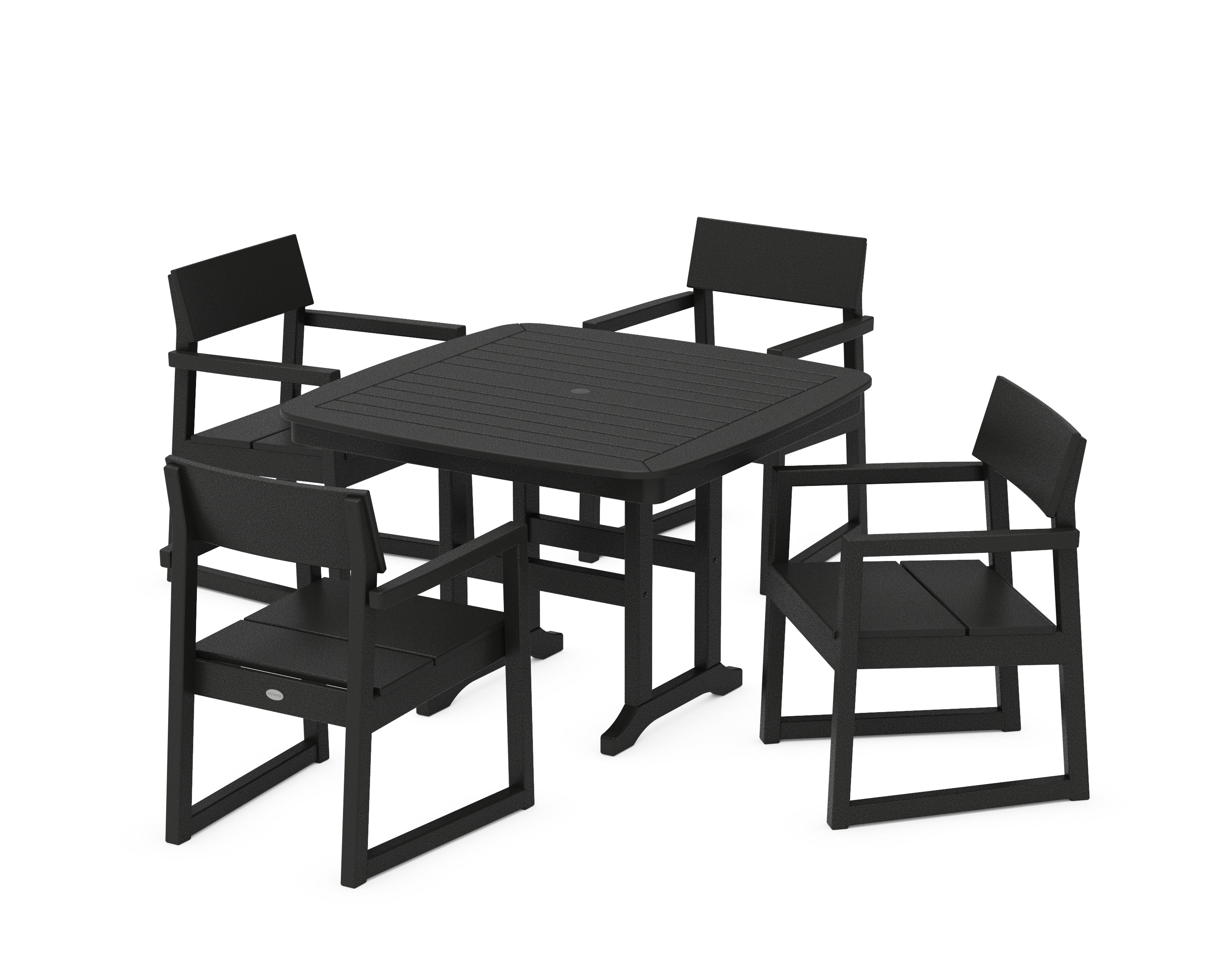 POLYWOOD® EDGE 5-Piece Dining Set with Trestle Legs in Black
