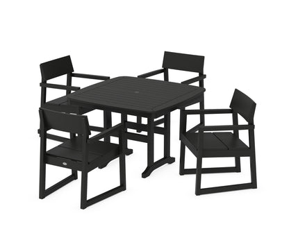 POLYWOOD® EDGE 5-Piece Dining Set with Trestle Legs in Black