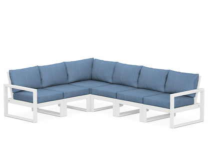 POLYWOOD® EDGE 6-Piece Modular Deep Seating Set in White / Sky Blue
