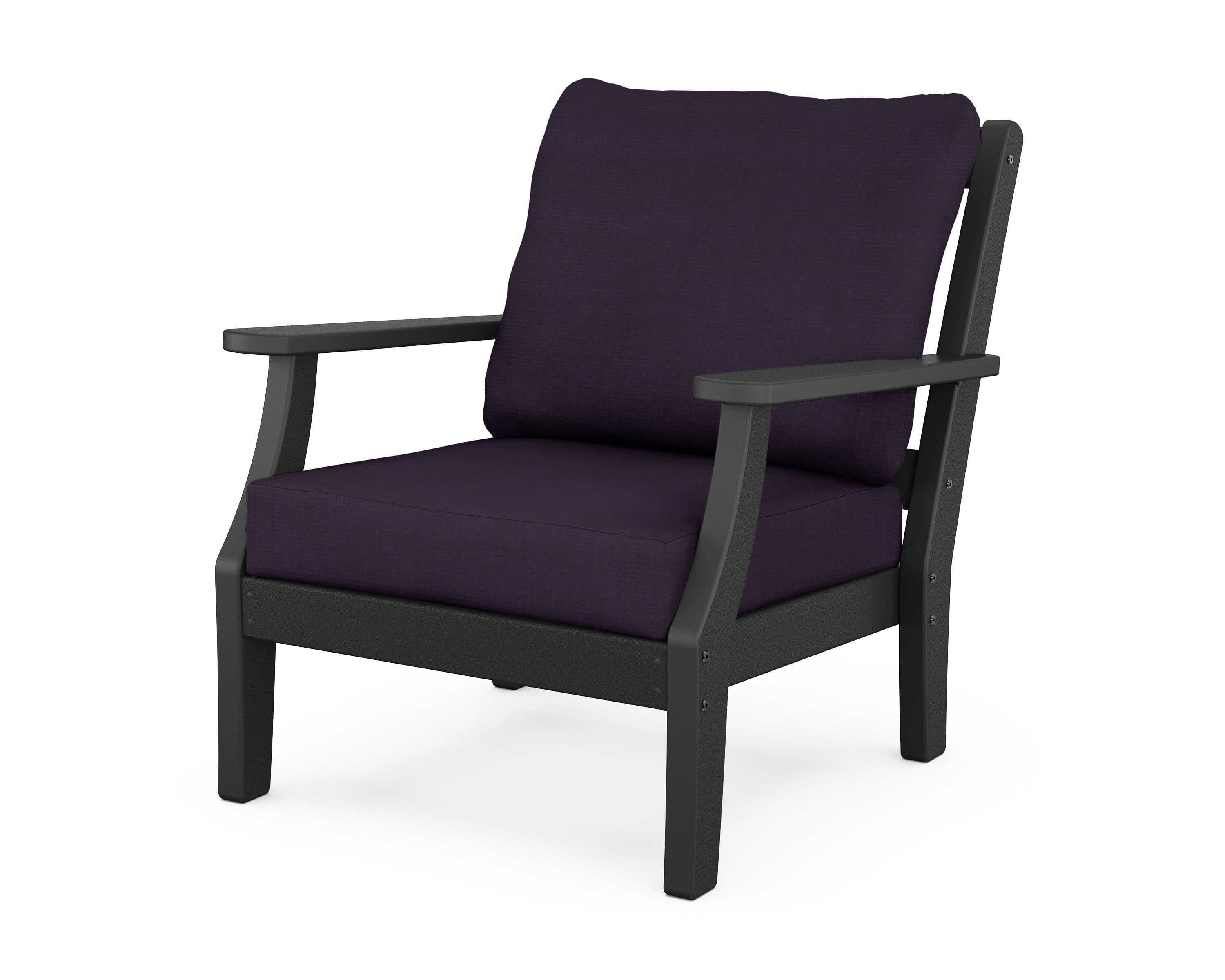 Martha Stewart by POLYWOOD® Chinoiserie Deep Seating Chair in Black / Navy Linen