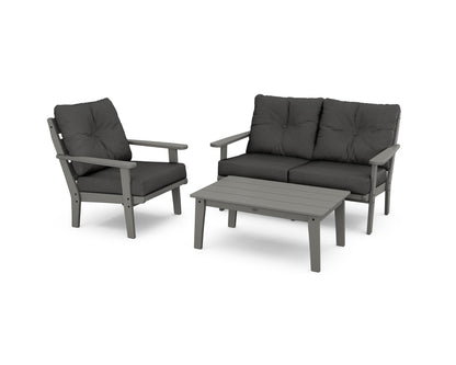 POLYWOOD® Lakeside 3-Piece Deep Seating Set in Slate Grey / Spectrum Carbon