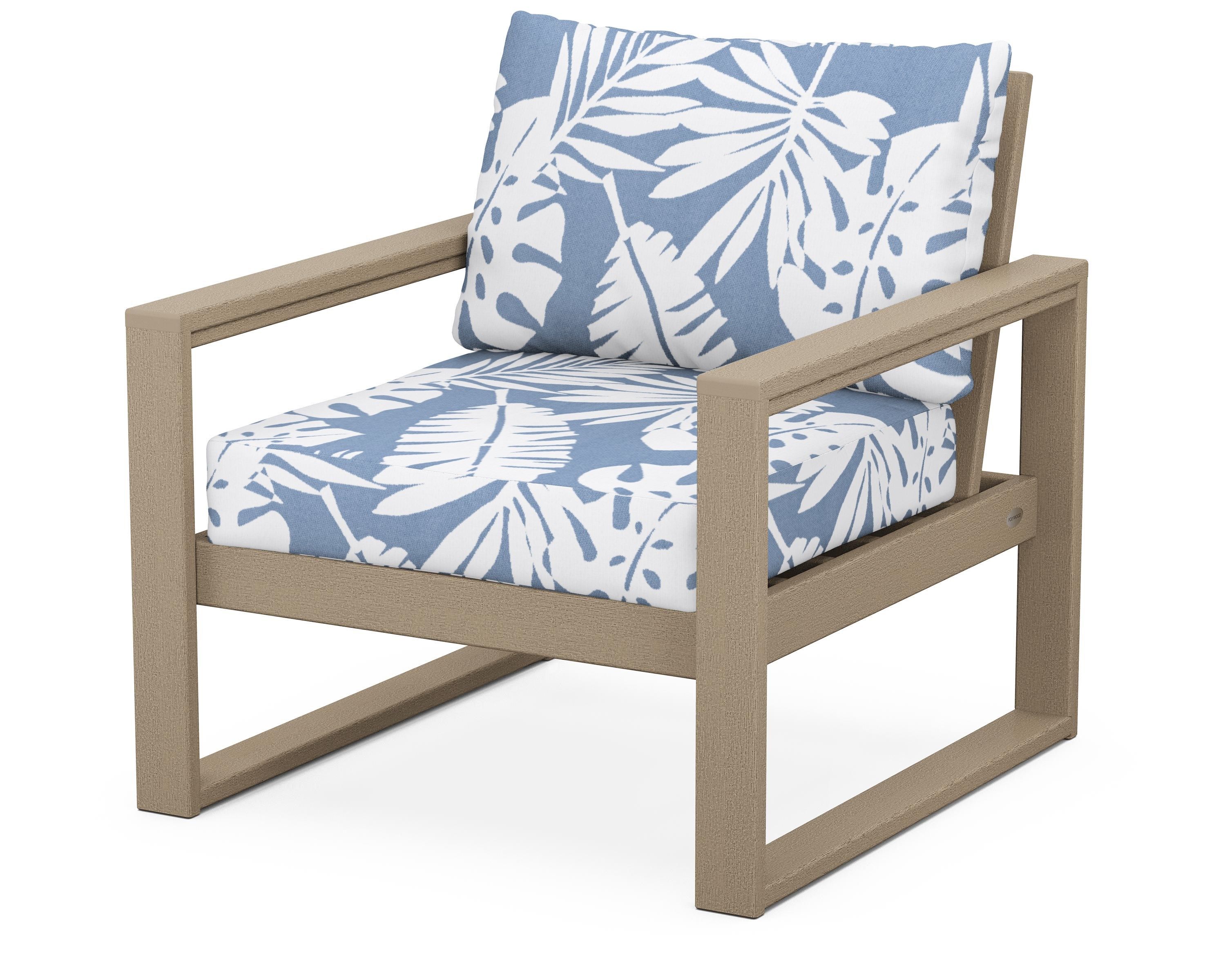 POLYWOOD® EDGE Club Chair in Vintage Sahara / Leaf Sky Blue