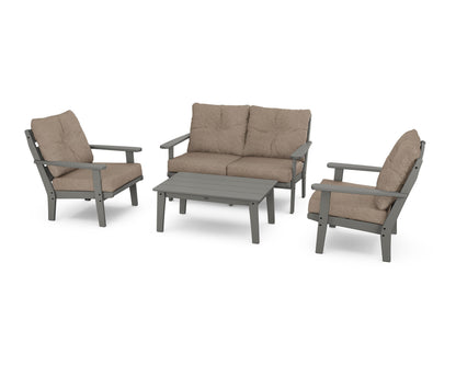 POLYWOOD® Lakeside 4-Piece Deep Seating Set in Slate Grey / Spiced Burlap