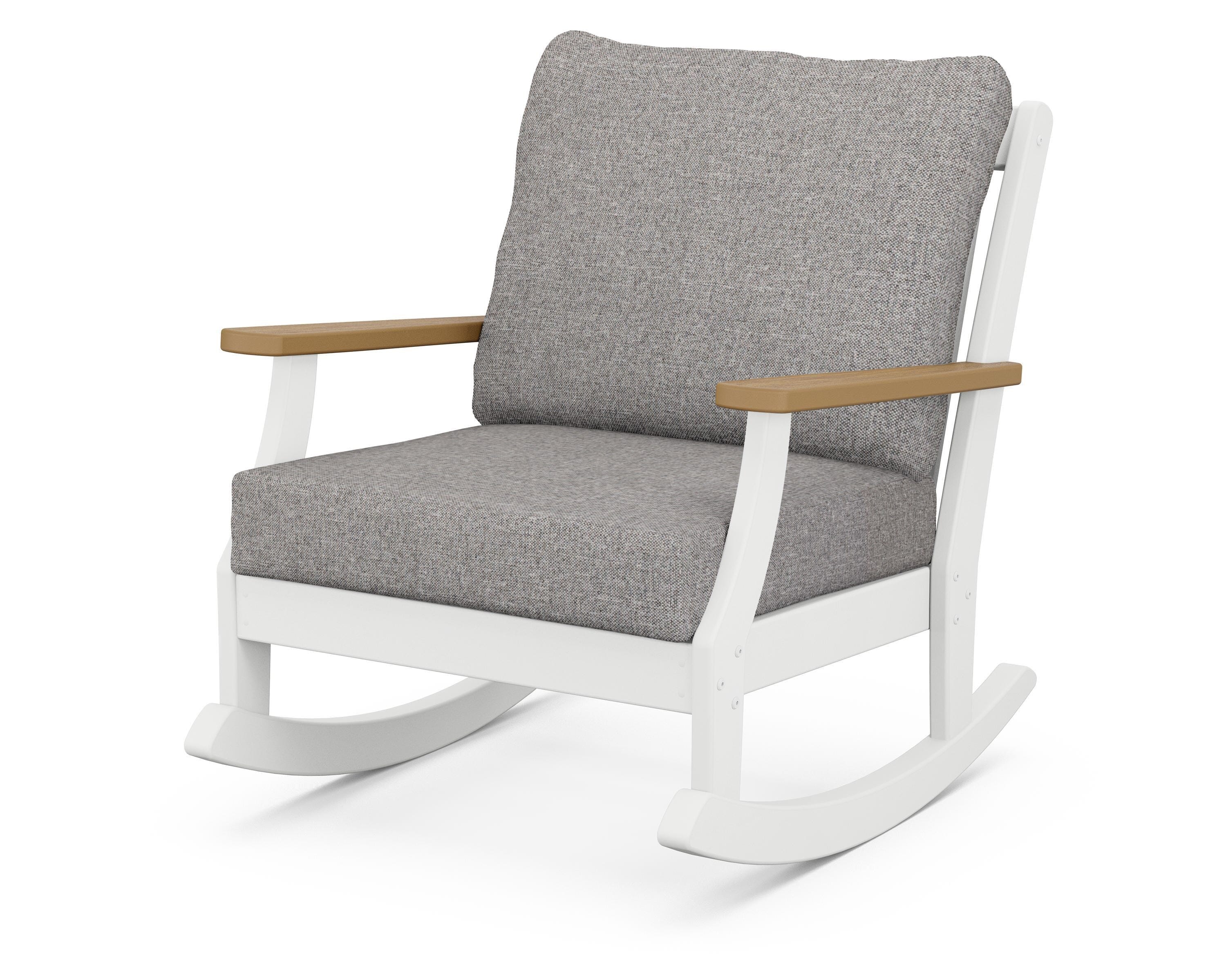 POLYWOOD® Braxton Deep Seating Rocking Chair in White / Natural / Grey Mist