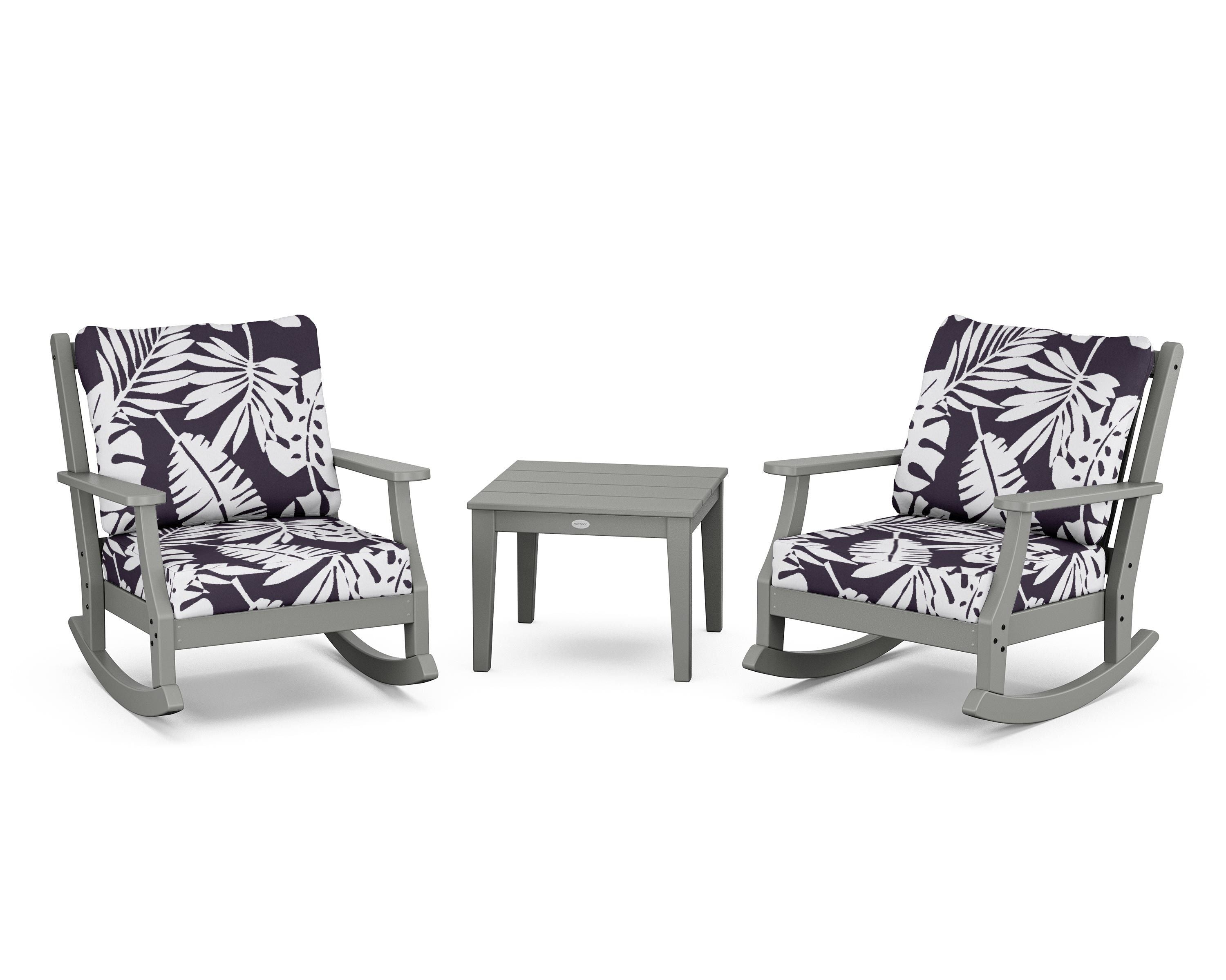 Country Living Wovendale 3-Piece Deep Seating Rocker Set in Slate Grey / Leaf Navy