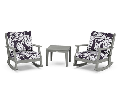 Country Living Wovendale 3-Piece Deep Seating Rocker Set in Slate Grey / Leaf Navy