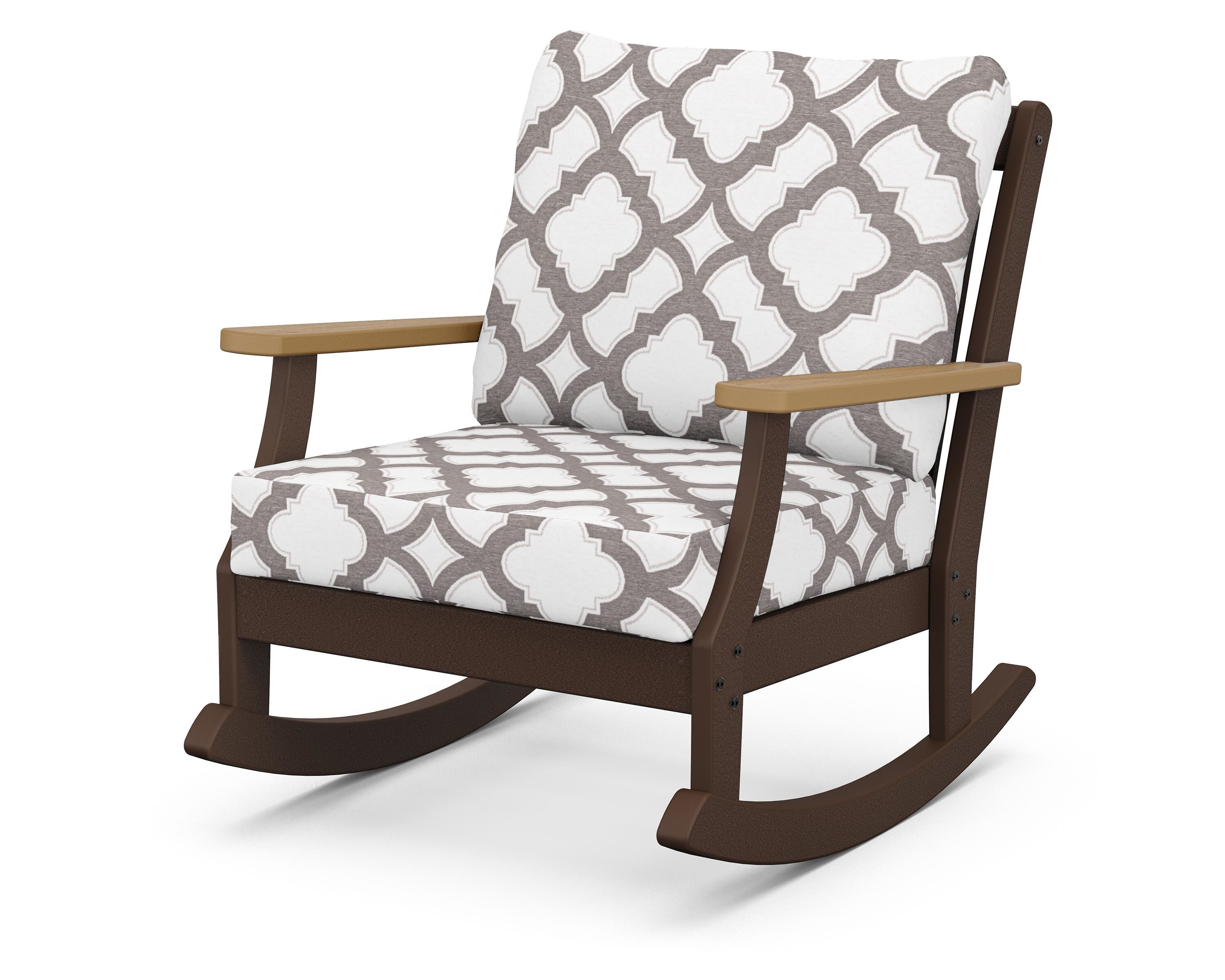 POLYWOOD® Braxton Deep Seating Rocking Chair in Mahogany / Natural / Trellis Grey Mist
