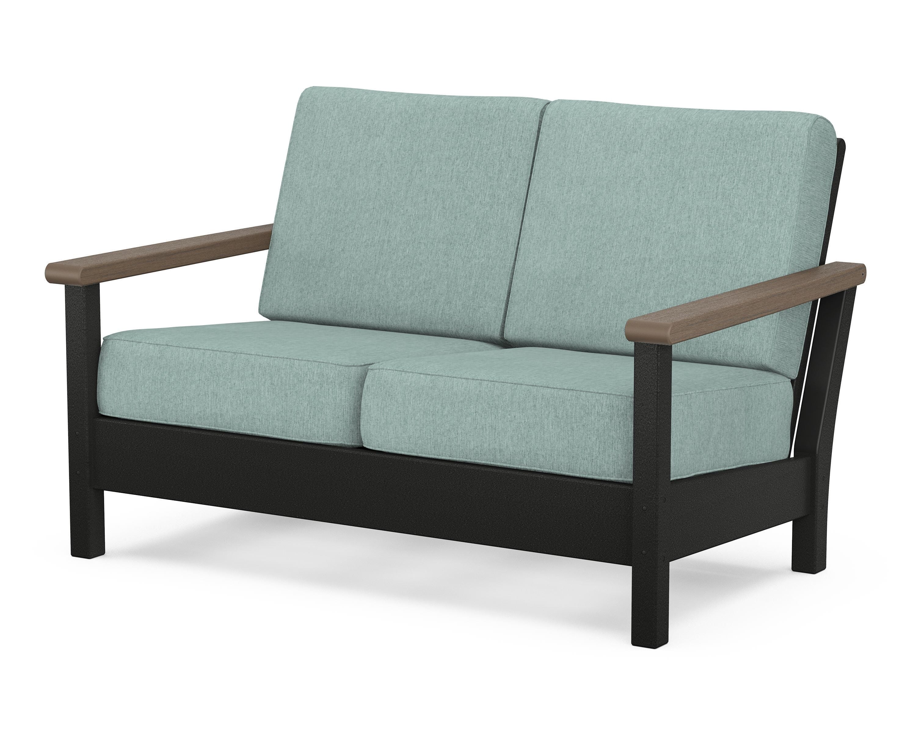 POLYWOOD® Harbour Deep Seating Loveseat in Black / Kona / Glacier Spa