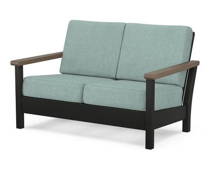 POLYWOOD® Harbour Deep Seating Loveseat in Black / Kona / Glacier Spa
