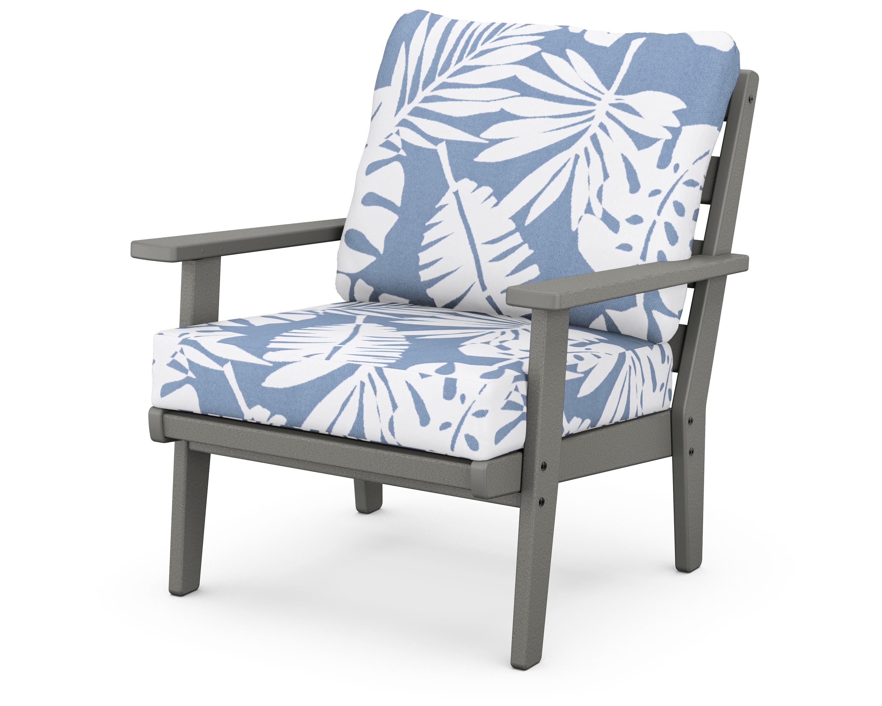POLYWOOD® Grant Park Deep Seating Chair in Slate Grey / Leaf Sky Blue
