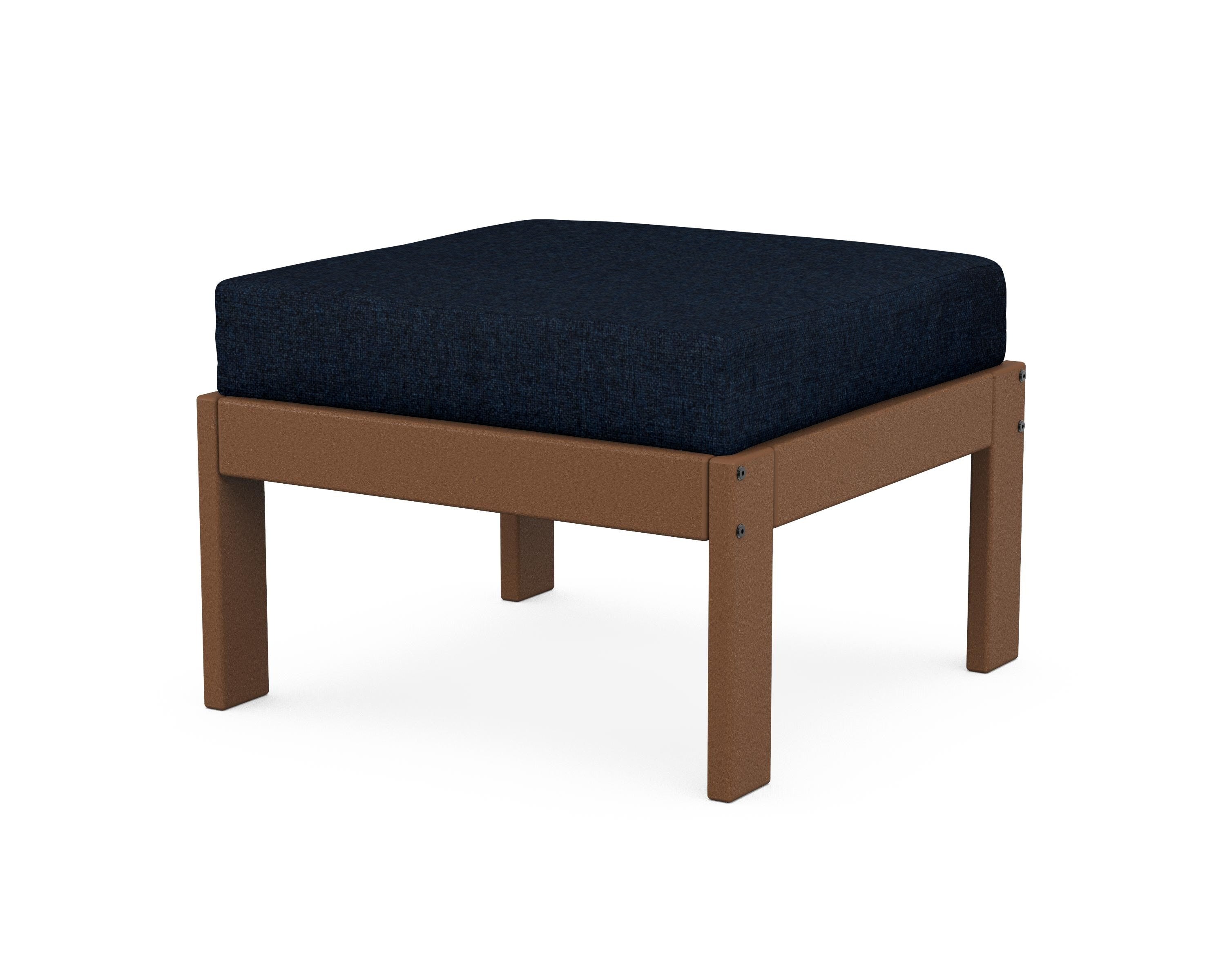 POLYWOOD® Vineyard Modular Ottoman in Teak / Marine Indigo