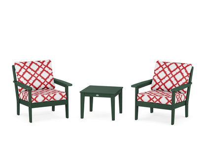 Country Living Cottage 3-Piece Deep Seating Set in Green / Trellis Crimson