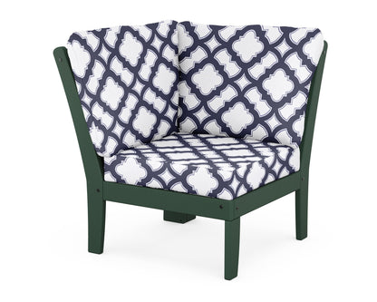 POLYWOOD® Braxton Modular Corner Chair in Green / Trellis Navy