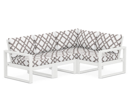 POLYWOOD® EDGE 4-Piece Modular Deep Seating Set in White / Trellis Grey Mist