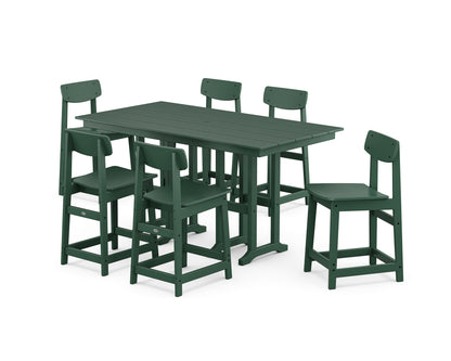 POLYWOOD® Modern Studio Urban Counter Chair 7-Piece Set in Green